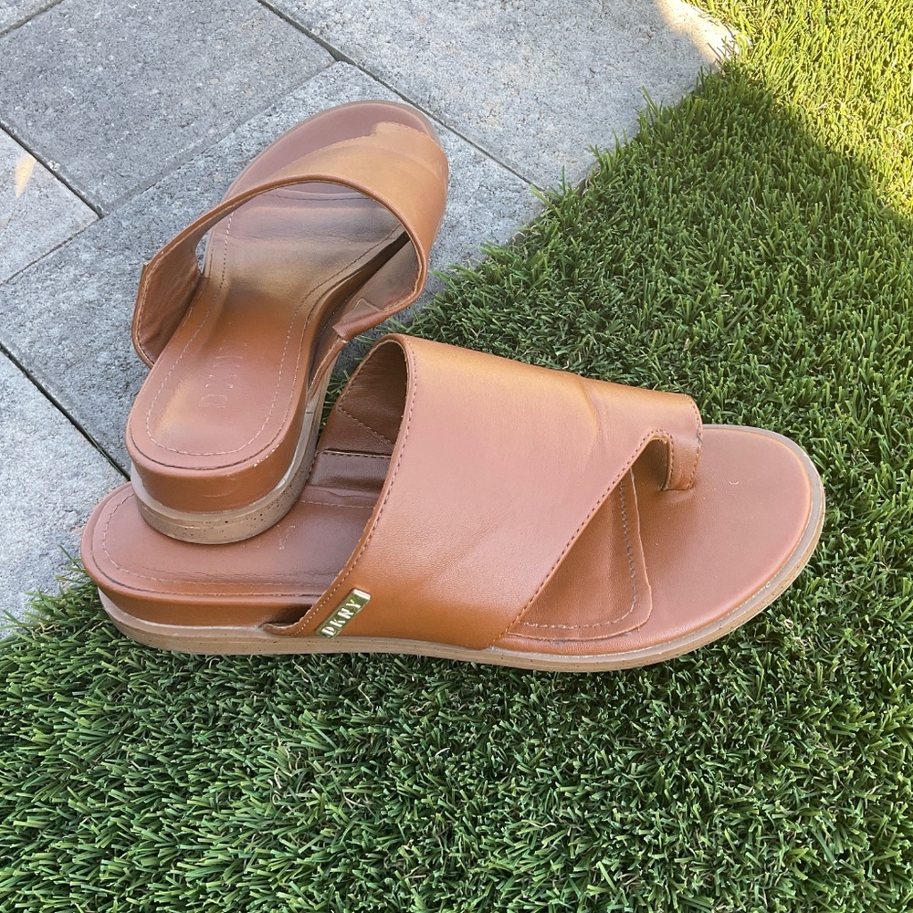 DKNY Brown Leather Sandals - Picture 2 of 4